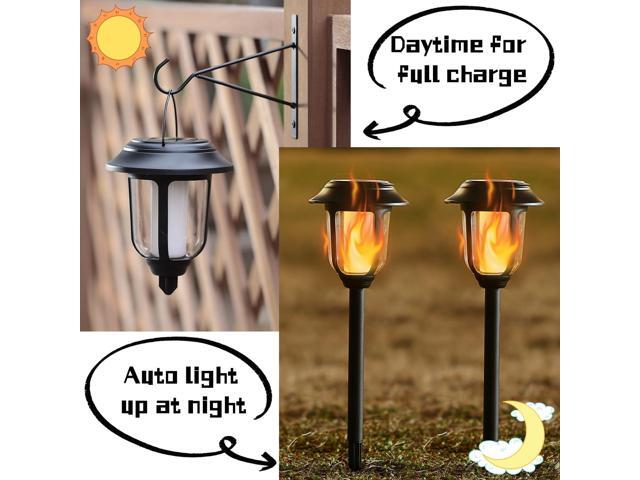 Dynaming Dual Use Solar Flame Lights Outdoor 6 Pack, Solar Flickering Flame Pathway Lights, Hanging Lantern Light, Auto On/Off & Waterproof for...