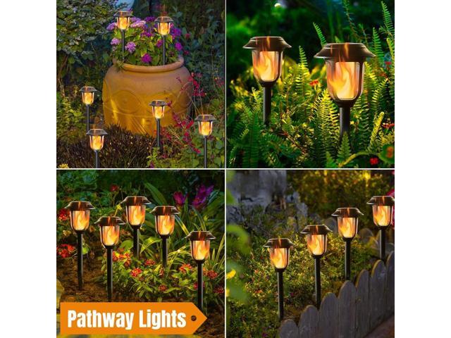 Dynaming Dual Use Solar Flame Lights Outdoor 6 Pack, Solar Flickering Flame Pathway Lights, Hanging Lantern Light, Auto On/Off & Waterproof for...