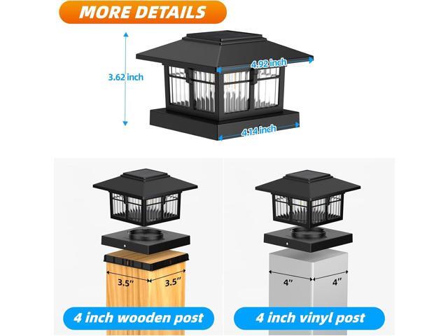 4x4 Solar Post Cap Lights, 8 Pack Fence Deck Post Lights Outdoor Solar Powered Waterproof with Two Light Modes Warm & Cool White for Garden Patio...