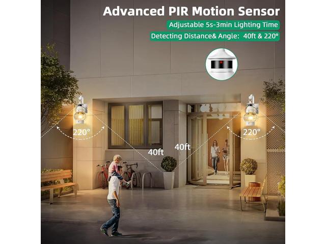 Lamomo White Outdoor Light,Exterior Front Porch Lights for House,Dusk to Dawn Motion Sensor Lights,Waterproof Anti-Rust Wall Mount Lantern for...