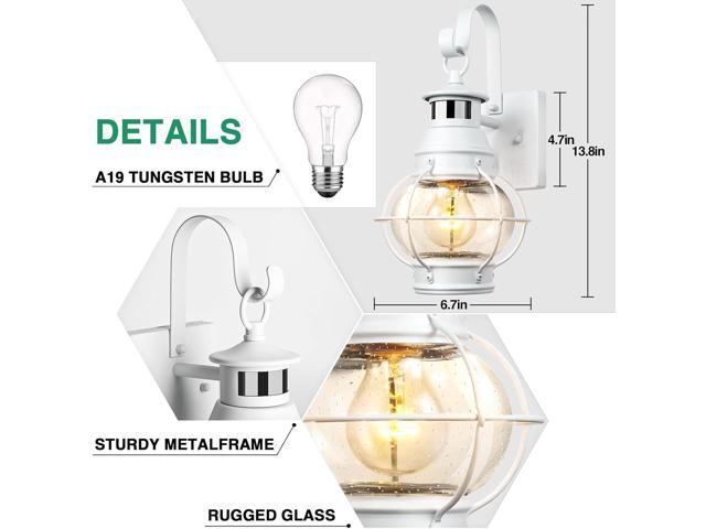 Lamomo White Outdoor Light,Exterior Front Porch Lights for House,Dusk to Dawn Motion Sensor Lights,Waterproof Anti-Rust Wall Mount Lantern for...