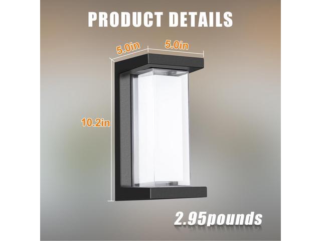 Juyace 18W Exterior Lighting Fixtures 6 Pack Budget-Friendly Outdoor Porch Lights Modern Black Sconces Wall Mount 1800Lm 6000K IP65 Waterproof for...
