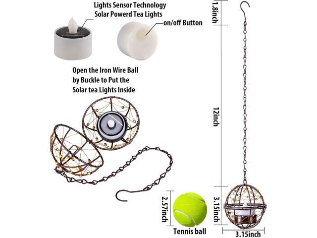 Outdoor Solar Hanging Lanterns Waterproof, Globe Hanging Candle Holder with Flickering Solar Powered Tea Lights, Chargeable Chandelier Light for...