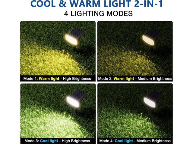 Solar Lights Outdoor Waterproof IP65, Super Bright LED, 2CCT 4 Lighting Modes 3000K/6500K Selectable, Solar Powered Yard Garden Solar Spot Lights...