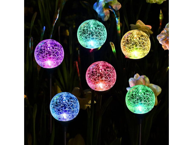 SOLPEX Solar Garden Lights 6 Pack, Solar Globe Lights Outdoor Waterproof, Solar Lights Outdoor Decorative, Multi-Color Changing Garden Spheres...