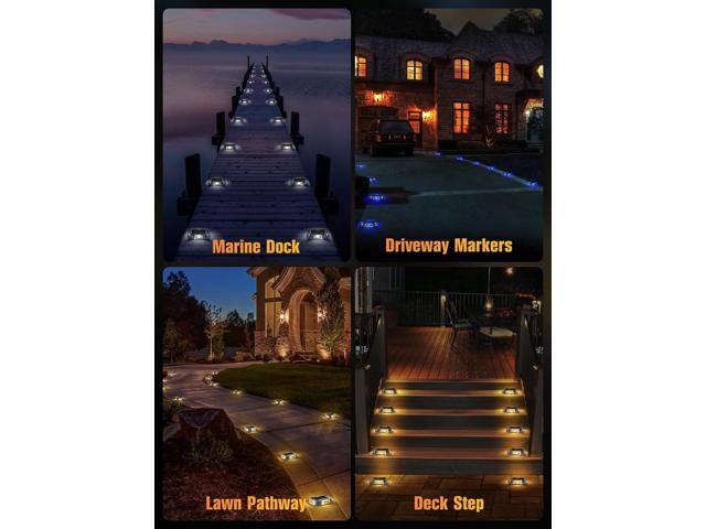 Solar Driveway Lights Solar Dock Lights 9 Colors in 4 Pack, Waterproof IP68, Outdoor, for Driveway Markers, Marine Dock, Pathway, Sidewalk, Warning...