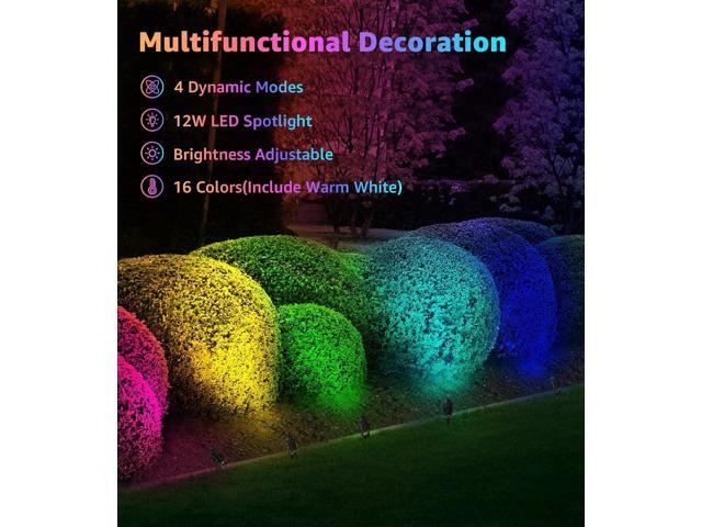 SUNVIE Halloween Spotlight Outdoor 12W RGB LED Color Changing Landscape Lights with Remote Control 120V Landscape Lighting Waterproof Spot Lights...