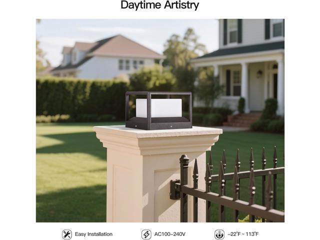 Outdoor Post Lights Hard Wired, Modern 9.1' Column Light Waterproof Pillar Lamp 3000K LED Landscape Lighting Fixture Not Solar Fence Deck Cap...