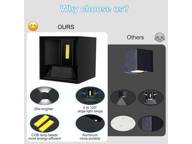 ledmo 20W High Power Modern Outdoor Wall Sconce Light Creative Adjustable Beam Square Up and Down Exterior Wall Lights Fixture Anti-Rust Aluminum...