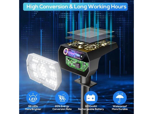 NYMPHY Solar Lights Outdoor Waterproof IP68, 56 LED 3 Lighting Modes Solar Powered Garden Yard Spot Solar Lights for Outside Landscape- 6 Pack...