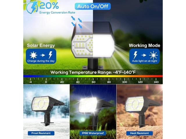 NYMPHY Solar Lights Outdoor Waterproof IP68, 56 LED 3 Lighting Modes Solar Powered Garden Yard Spot Solar Lights for Outside Landscape- 6 Pack...