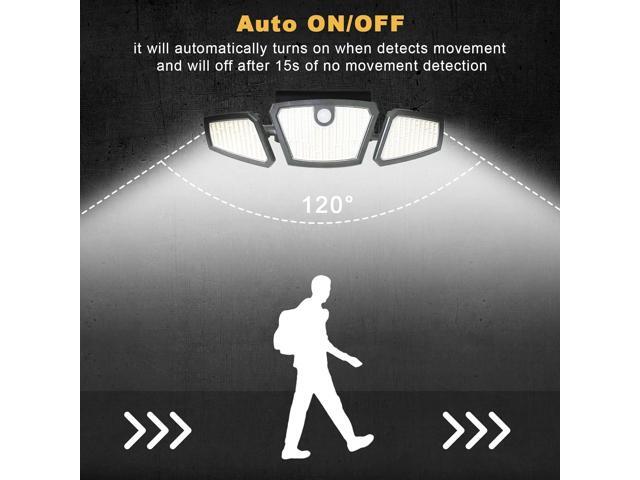 Motion Sensor Lights Indoor/Outdoor 2 Pack 2100LM, 6500K Wireless IP65 Waterproof 3 Heads Outdoor Battery Powered Flood Lights for Garage, Porch,...
