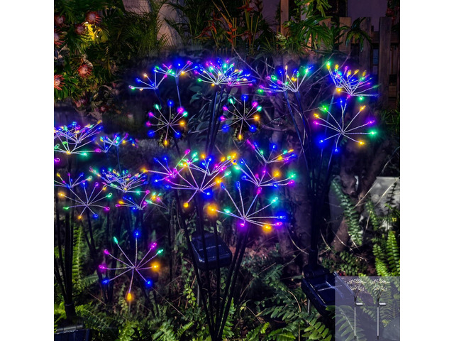 Kwaiffeo Solar Garden Lights Outdoor Waterproof Decorative Solar Lights for Outside 2 Pack with120 LED Swaying Fairy Firework Light Yard Garden...