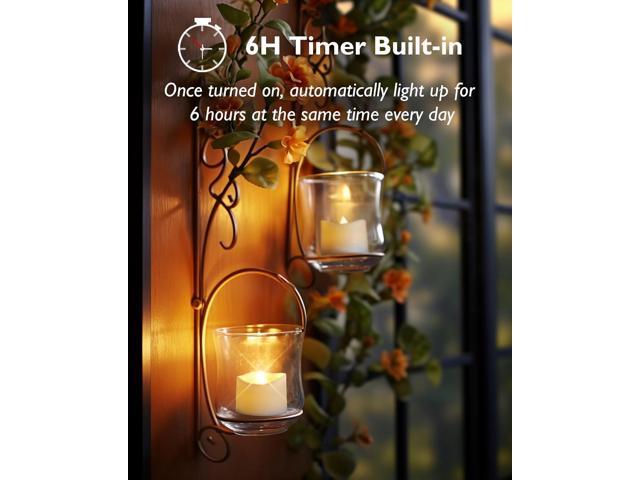 Homemory Timer Tea Lights Candles Battery Operated, 6H Timer Built-in, Auto On Daily, Flameless LED Tealight Votives for Table Centerpieces,...