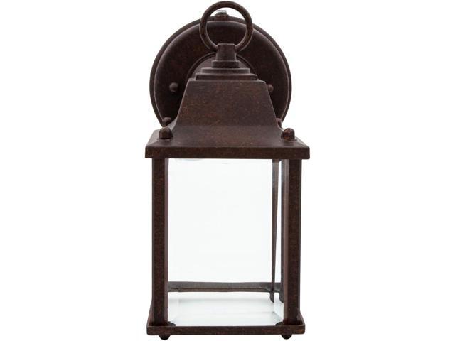 Maxxima LED Porch Lantern Outdoor Wall Light - Aged Bronze with Clear Glass, 3000K Warm White, 650 Lumens, Dusk to Dawn Photocell Light Sensor,...