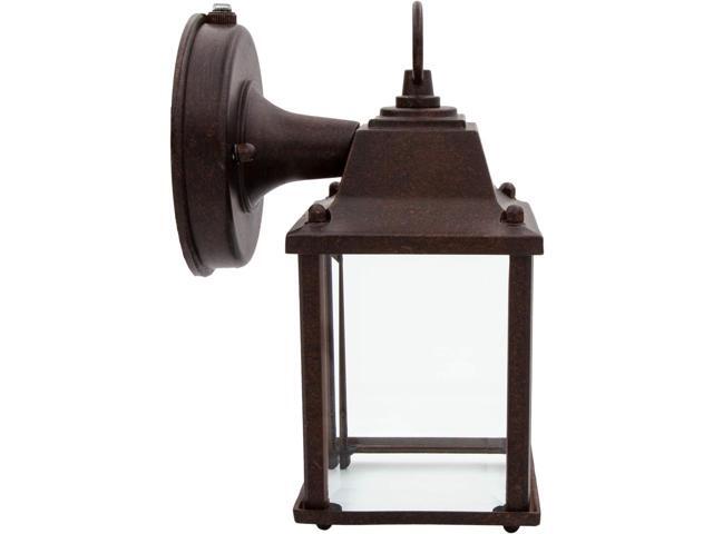 Maxxima LED Porch Lantern Outdoor Wall Light - Aged Bronze with Clear Glass, 3000K Warm White, 650 Lumens, Dusk to Dawn Photocell Light Sensor,...
