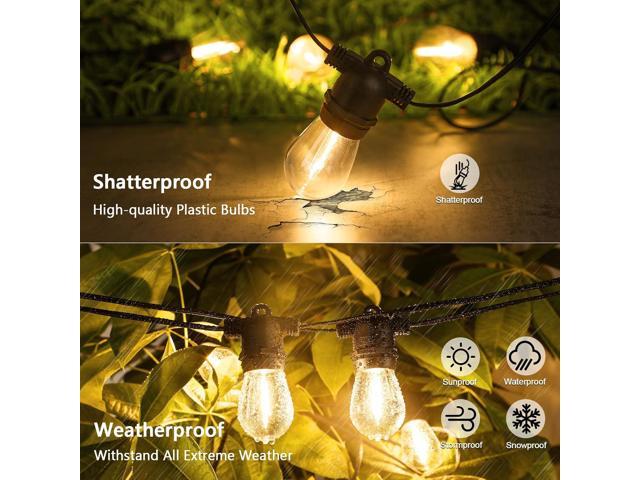 BesLowe 48FT S14 Solar String Lights Outdoor with Remote Controller, Solar Powered Patio Lights Waterproof with LED Edison Bulbs, Dimmable Hanging...