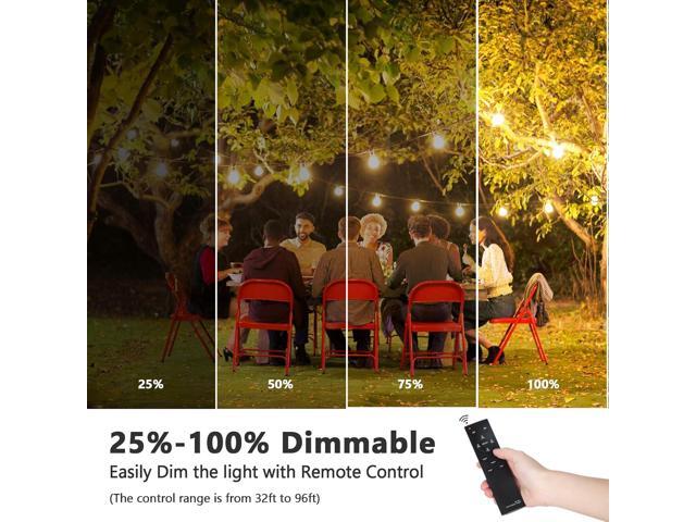 BesLowe 48FT S14 Solar String Lights Outdoor with Remote Controller, Solar Powered Patio Lights Waterproof with LED Edison Bulbs, Dimmable Hanging...