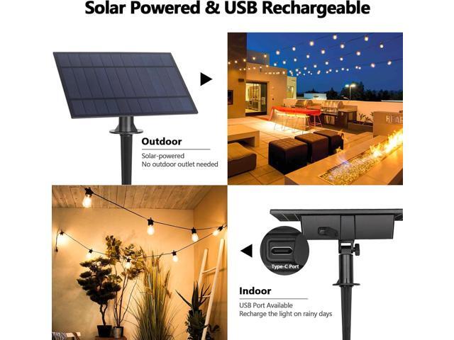 BesLowe 48FT S14 Solar String Lights Outdoor with Remote Controller, Solar Powered Patio Lights Waterproof with LED Edison Bulbs, Dimmable Hanging...