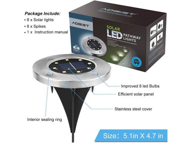 Aogist Outdoor Solar Ground Lights, 8 LED Waterproof Garden Disk Lights In-Ground Landscape Lighting for Lawn Patio Pathway Yard Deck Walkway...
