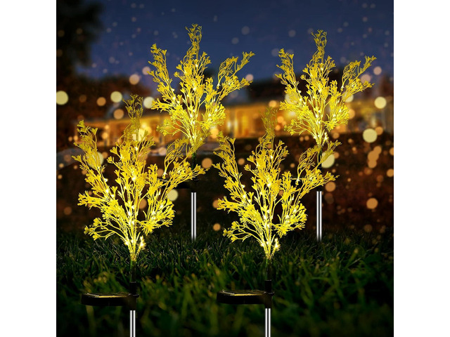 Neporal Garden Solar Lights Outdoor Waterproof IP65 4 Pack, 7-Stems Dusk to Dawn Golden Solar Flowers, Bigger Solar Panel for Garden,Yard, Patio...