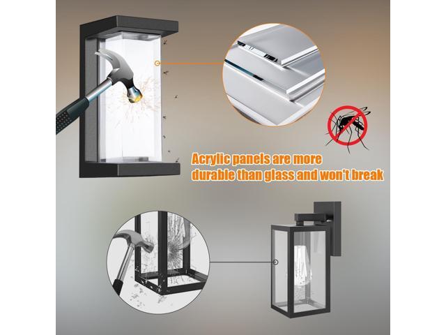 Juyace 18W Exterior Lighting Fixtures 6 Pack Budget-Friendly Outdoor Porch Lights Modern Black Sconces Wall Mount 1800Lm 6000K IP65 Waterproof for...