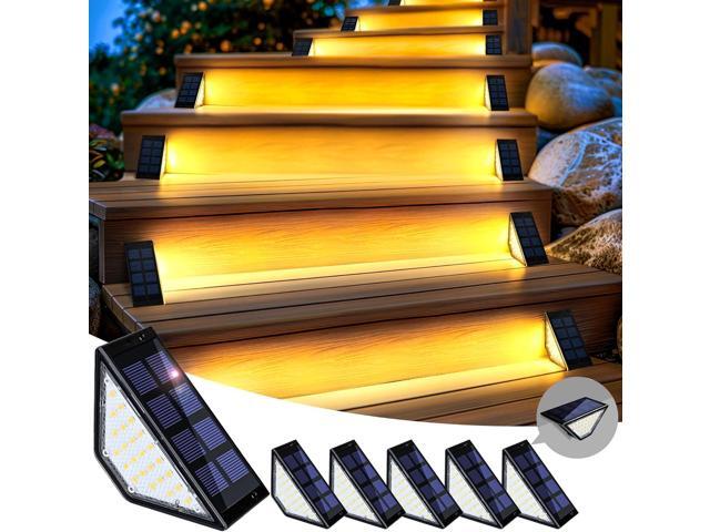 SOLPEX Solar Step Lights for Outside, 24 LEDs Solar Stair Lights Outdoor Waterproof Decor for Porch, Front Door, Stair, Step, Deck, Fence, Balcony,...