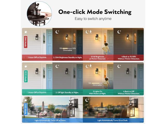 VIANIS Brown Motion Sensor Outdoor Light Fixture, Dusk to Dawn Exterior Lights for House, Waterproof, Anti-Rust Outdoor Sconce Lights for House,...