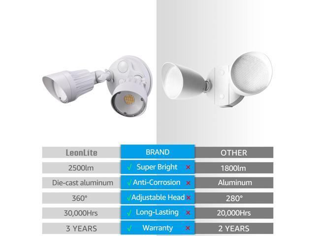 LEONLITE 3CCT Dusk to Dawn LED Security Lights, Adjustable Dual-Head Flood Light Outdoor with Photocell, 3000K/4000K/5000K Selectable, 25W(200W...