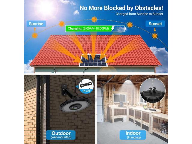 ropelux Solar Lights Indoor Outdoor, 3000LM Dimmable 5 Modes (2 for All Day Lighting) Motion Sensor Solar Shed Light with Remote IP65 Waterproof...