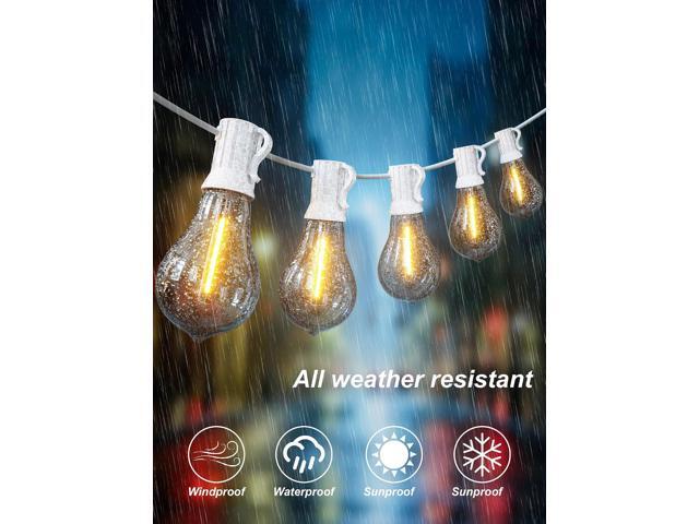 DAMAING Outdoor String Lights 120FT Waterproof Patio Lights with 63 Plastic Dimmable Edison LED Bulbs,Connectable Outdoor Lighting for...