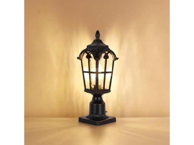 Hardwired 120V Dusk to Dawn Outdoor Post Light Black Roman, Waterproof Aluminum Pole Light Fixture with Pier Mount Base, Exterior Lamp Post Lantern...