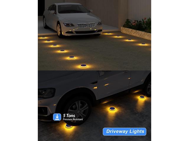 Solar Deck Lights - 4 Pack Outdoor Waterproof, Warm White Solar Step & Dock Lights for Pathway, Driveway & Ground