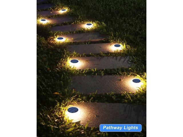 Solar Deck Lights - 4 Pack Outdoor Waterproof, Warm White Solar Step & Dock Lights for Pathway, Driveway & Ground