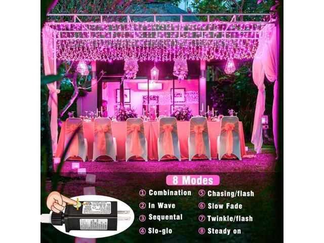 200 LED Pink String Lights, 66ft Pink Christmas Lights Outdoor Waterproof 8 Modes Clear Wire, Connectable Plug in Twinkle Fairy Lights for Bedroom...