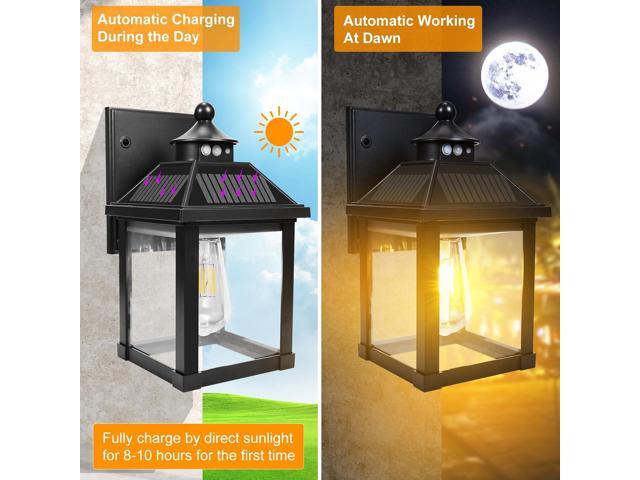 Solar Wall Lights Outdoor, Dusk to Dawn Solar Sconces, Motion Sensor Porch Lights Waterproof with 3 Lighting Modes, Exterior Wall Lantern Outside...