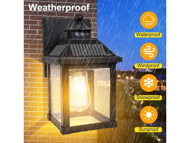 Solar Wall Lights Outdoor, Dusk to Dawn Solar Sconces, Motion Sensor Porch Lights Waterproof with 3 Lighting Modes, Exterior Wall Lantern Outside...