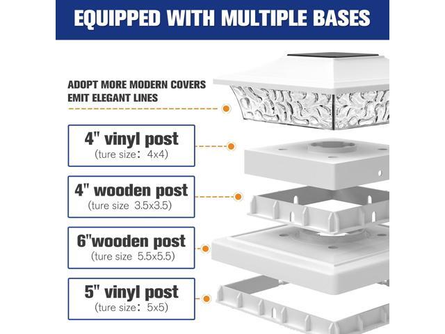 VOLISUN Solar Post Cap Lights Outdoor 4x4/6x6 Wooden/Vinyl Fence Cap Lights for Patio/Garden,Warm White with 2 Lighting Modes Waterproof,ABS Shell...
