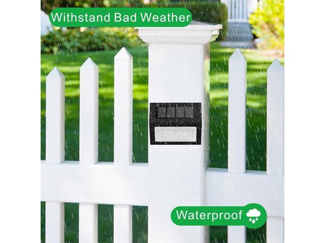 Solar Fence Lights Outdoor, Waterproof Deck Pathway Yard Lamp, Stainless Steel,6 Pack,Black Metal case, White Light