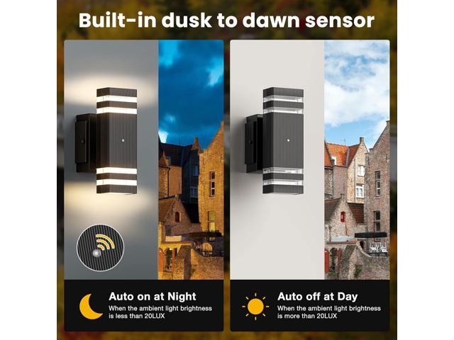 Outdoor Porch Lights with Outlet, Dusk to Dawn Porch Light Wall Light Fixture Waterproof Outdoor GFCI Outlet Outside Porch Wall Light Fixture for...