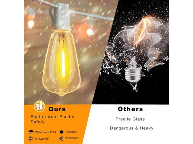 DAMAING LED Outdoor String Lights 100FT Patio Lights with 52 Shatterproof Edison Bulbs,Dimmable Hanging Lights,Waterproof String Lights for Outside...