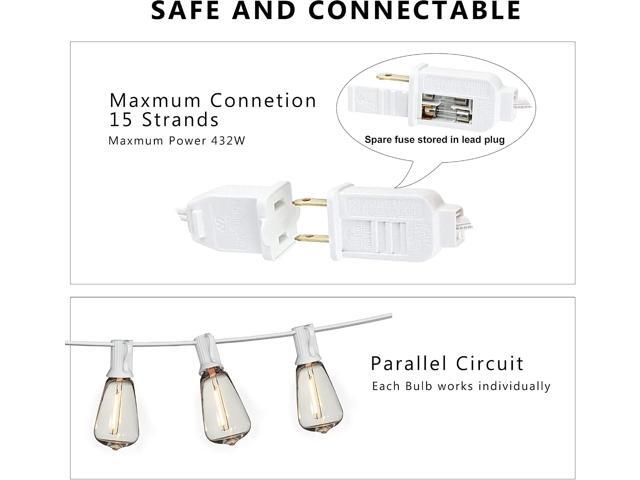 DAMAING LED Outdoor String Lights 100FT Patio Lights with 52 Shatterproof Edison Bulbs,Dimmable Hanging Lights,Waterproof String Lights for Outside...