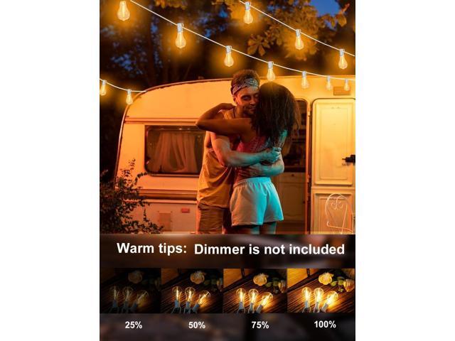 DAMAING Outdoor String Lights 120FT Waterproof Patio Lights with 63 Plastic Dimmable Edison LED Bulbs,Connectable Outdoor Lighting for...