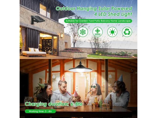Lixada Solar Pendant Light Outdoor Indoor Hanging Light LED Shed Light Waterproof Pendant Lamp with Remote Control & Pull Cord for Garden Yard...