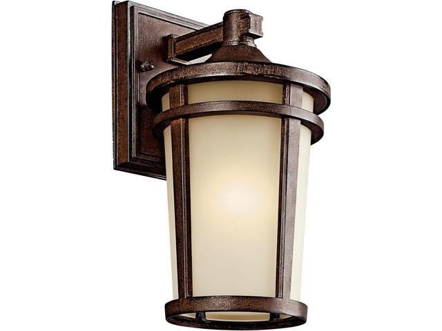 Kichler Atwood 11' Outdoor Wall Light with Light Umber Mist Glass and Brown Stone, 1-Light Exterior Wall Sconce, (11' H x 6' W), 49071BST, White