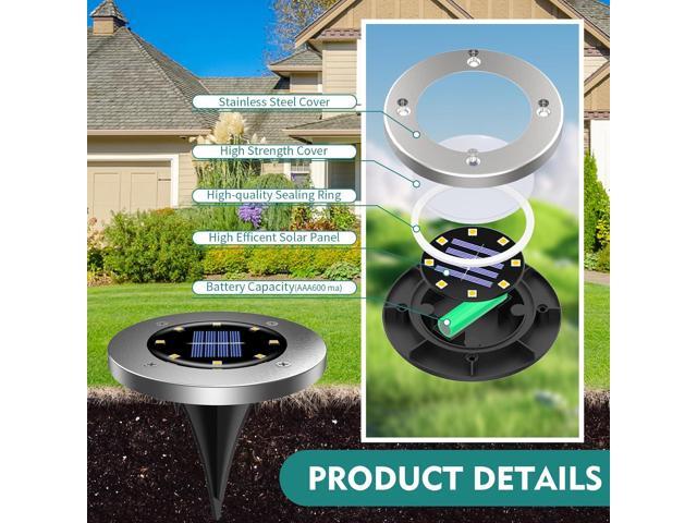 Solar Outdoor Lights - 12 Pack, Waterproof Solar Garden Lights for Landscape, Patio, Pathway, Lawn, Yard, Deck, Driveway, Walkway