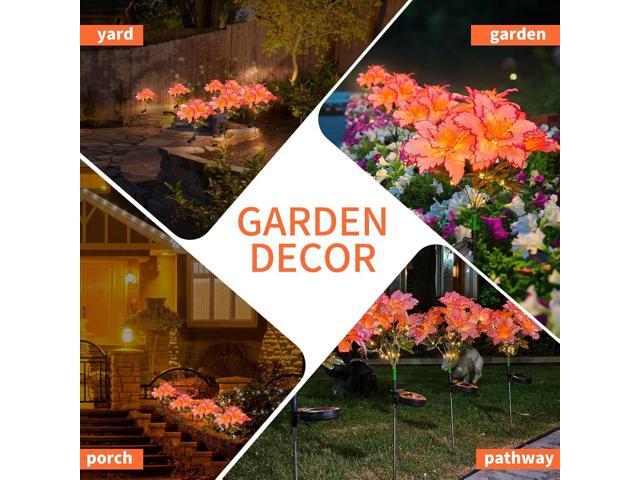 Neporal Solar Flowers Outdoor Waterproof Rhododendron, Garden Solar Lights Decorative 4PK 7-Stem, 2 Decor Lighting Modes, Solar Powered Garden...