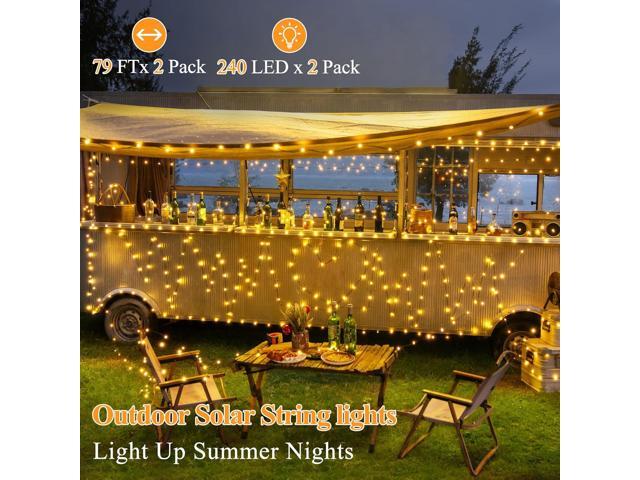 2 Pack Solar String Lights Total 480LED 158FT, IP67 Waterproof String Lights for Outside with 8 Modes, Upgraded Solar Panel Fairy Lights for Garden...