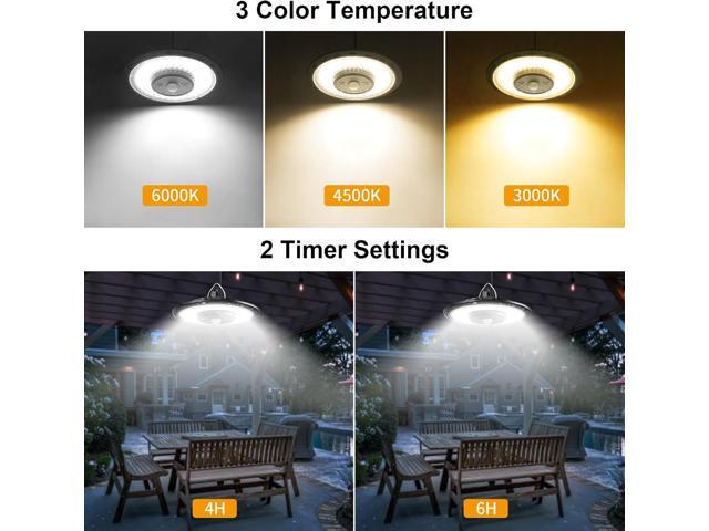 Auzev Solar Lights Indoor Outdoor 3000LM Solar Powered Shed Light with Switch, Remote, Timer, 3 CCT IP65 Waterproof Pendant for Barn Gazebo Garage...
