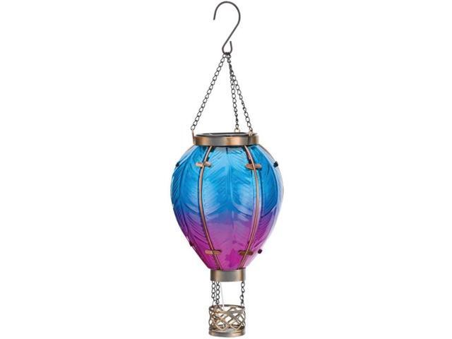 Regal Art & Gift Hot Air Balloon Solar Lantern Hanging Solar-Powered LED Lights, Waterproof Portable Decorative Outdoor Lamp Made of Metal & Glass...